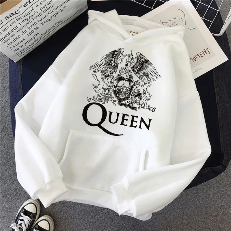

Queen Band Hoodie Women Harajuku Fashion Hoodies Streetwear Freddie Mercury Print Funny Graphic Sweatshirt Female 90s