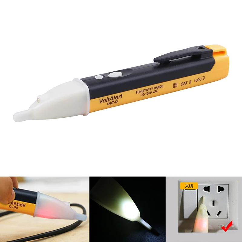 Non-Contact Test Pencil Electric Indicator 90-1000V Socket Wall AC Power Outlet Voltage Detector Sensor Tester Pen VD02 Detector
Non-Contact Test Pencil Electric Indicator 90-1000V Socket Wall AC Power Outlet Voltage Detector Sensor Tester Pen VD02 Detector