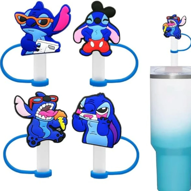 

8/10mm Cute Stitch & Lilo Straw Cap Reusable for Stanley Silicone Dustproof Straw Cover Birthday Straw Decoration Accessories