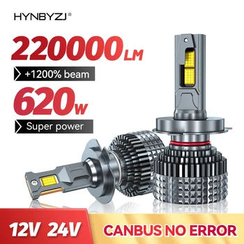 HYNBYZJ Canbus LED 헤드라이트, H7, H1, H4, H11, 620W, 220000LM, 9012, HIR2, H8, H9, 9005, 9006, HB3, HB4, 초고출력 6000K, 12V, 24V
