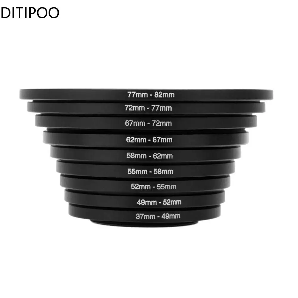 

9pcs/set 37-82mm Lens Step Up Filter Ring Adapter Set 37 49 52 55 58 62 67 72 77 82 mm Kit Lenses Accessories