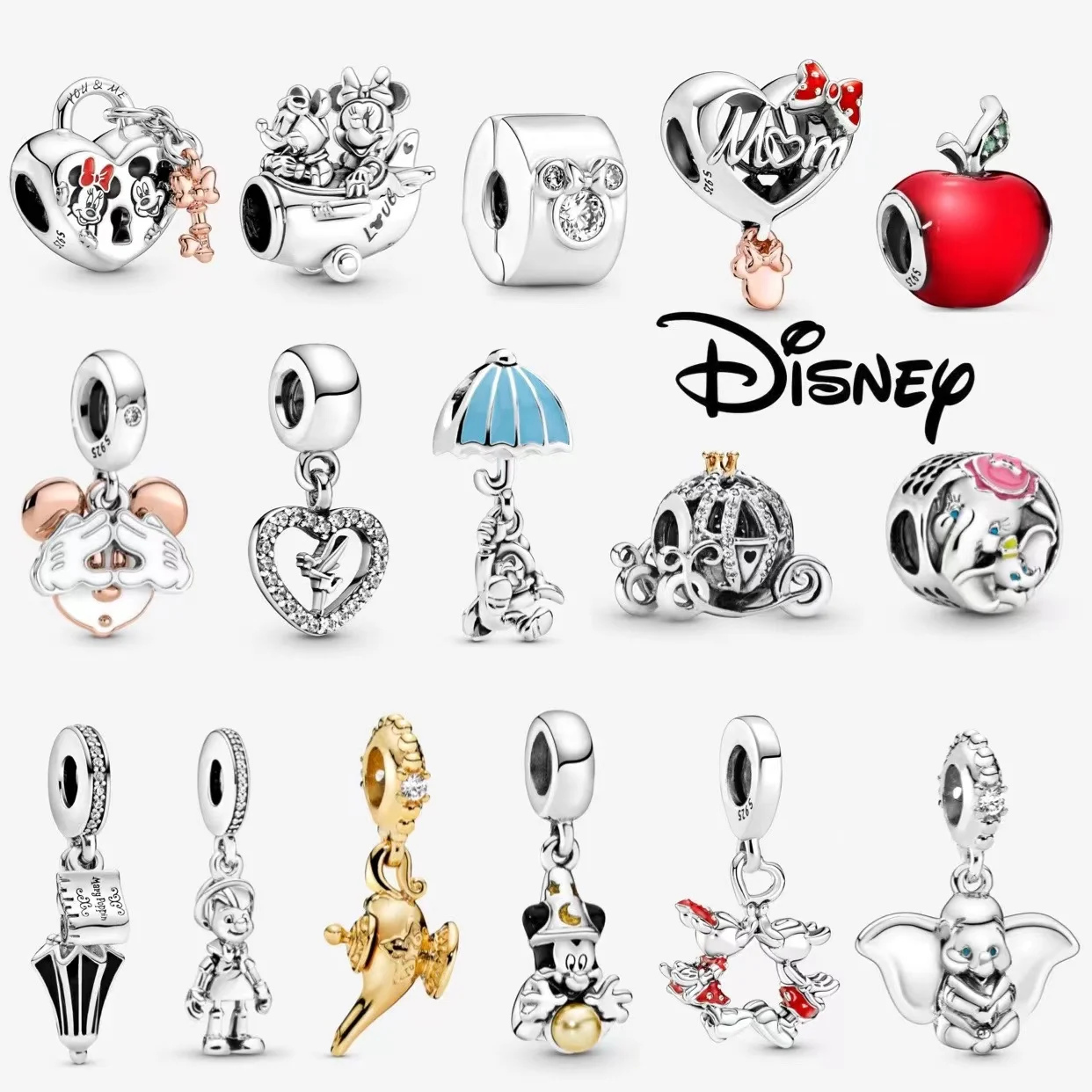 

2022 100% 925 Sterling Silver Disney Charm Beads for Original Pando Bracelets Women's Birthday Boutique Fashion Jewelry