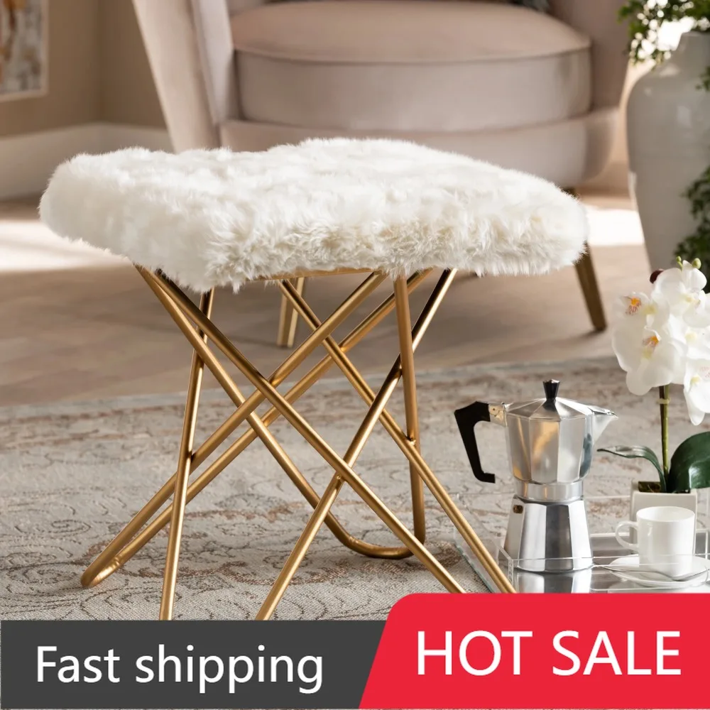 NEW Home/Living Room Furniture Baxton Studio Valle Glam and Luxe White Faux Fur Upholstered Gold Finished Metal Ottoman US
NEW Home/Living Room Furniture Baxton Studio Valle Glam and Luxe White Faux Fur Upholstered Gold Finished Metal Ottoman US