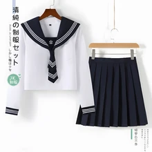 Basic Jk School Uniform for Girls Japan Style School Look Navy Sailor Seifuku Suits Cute Pleated Skirt Cosplay Costumes Women