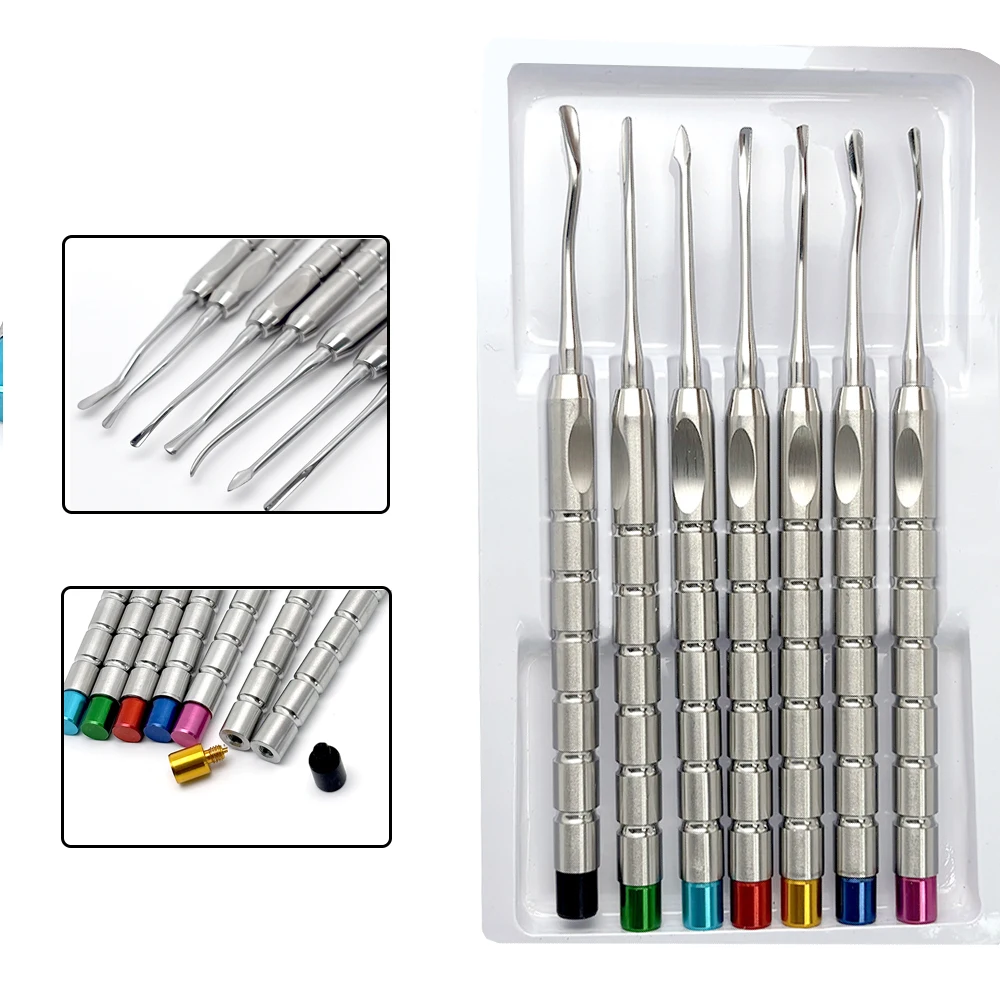 

7Pcs/set Dental Implant Luxating Root Tooth Elevator Knife Extraction Tooth Extracting Elevator Dentist Titanium Instruments