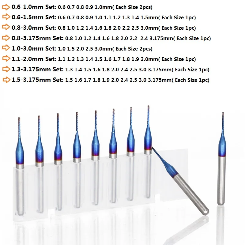 10 Pcs 3.175 Blue Shank Coated Carbide End Milling Cutter Cnc Router Engraving Edge Endmill 0.8-3.0mm
10 Pcs 3.175 Blue Shank Coated Carbide End Milling Cutter Cnc Router Engraving Edge Endmill 0.8-3.0mm