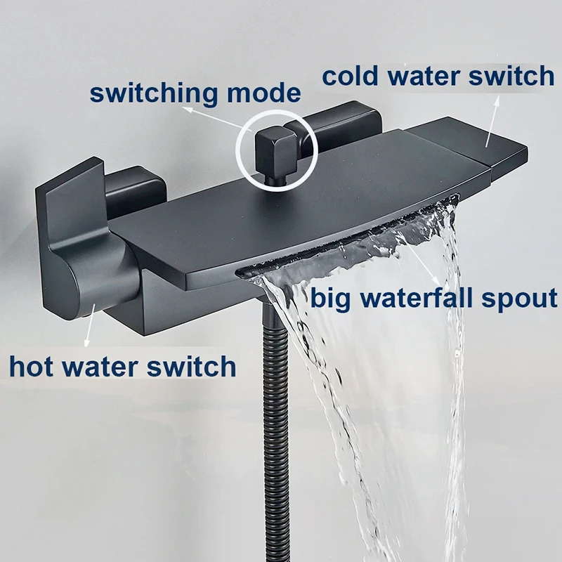 

Waterfall Bathtub Shower Faucets Cold Hot Mixer Tap Bath Shower Tap Wall Mount Concealed Tub Taps