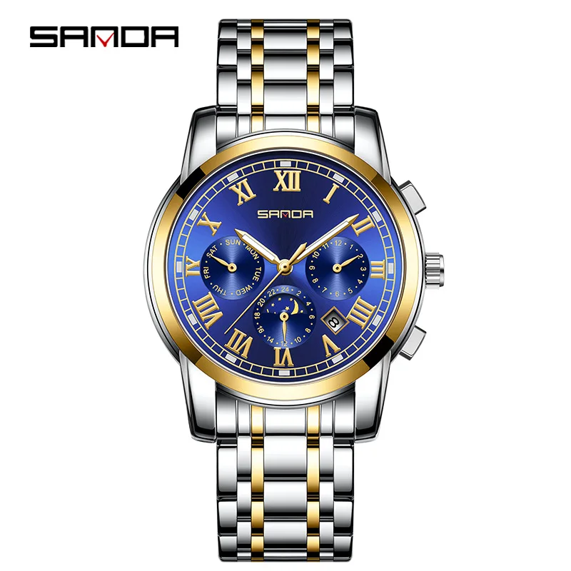 

SANDA 7008 Men's Mechanical Watch Elegant Luminous Business Date Analog Display Wristwatches for Male Watches Gift