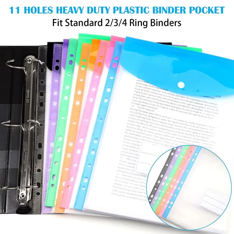 12 Pack A4 Punched Pockets Plastic Wallets - 11 Holes Expandable Binder Pocket Envelope File Folders
12 Pack A4 Punched Pockets Plastic Wallets - 11 Holes Expandable Binder Pocket Envelope File Folders