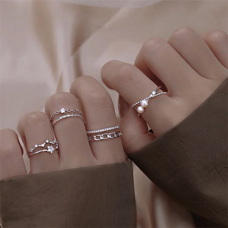 925 Sterling Silver Cross Design Star Double Layer Ring Women's Personality Geometric Zircon Wedding Party Adjustable Rings Sets
925 Sterling Silver Cross Design Star Double Layer Ring Women's Personality Geometric Zircon Wedding Party Adjustable Rings Sets