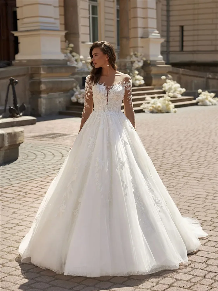 

Long Sleeve Wedding Dress Lace Vintage Ball Gown For Women Bespoke Vestido De Noiva Casamento Dresses Novias 2024 Novia Vestidos