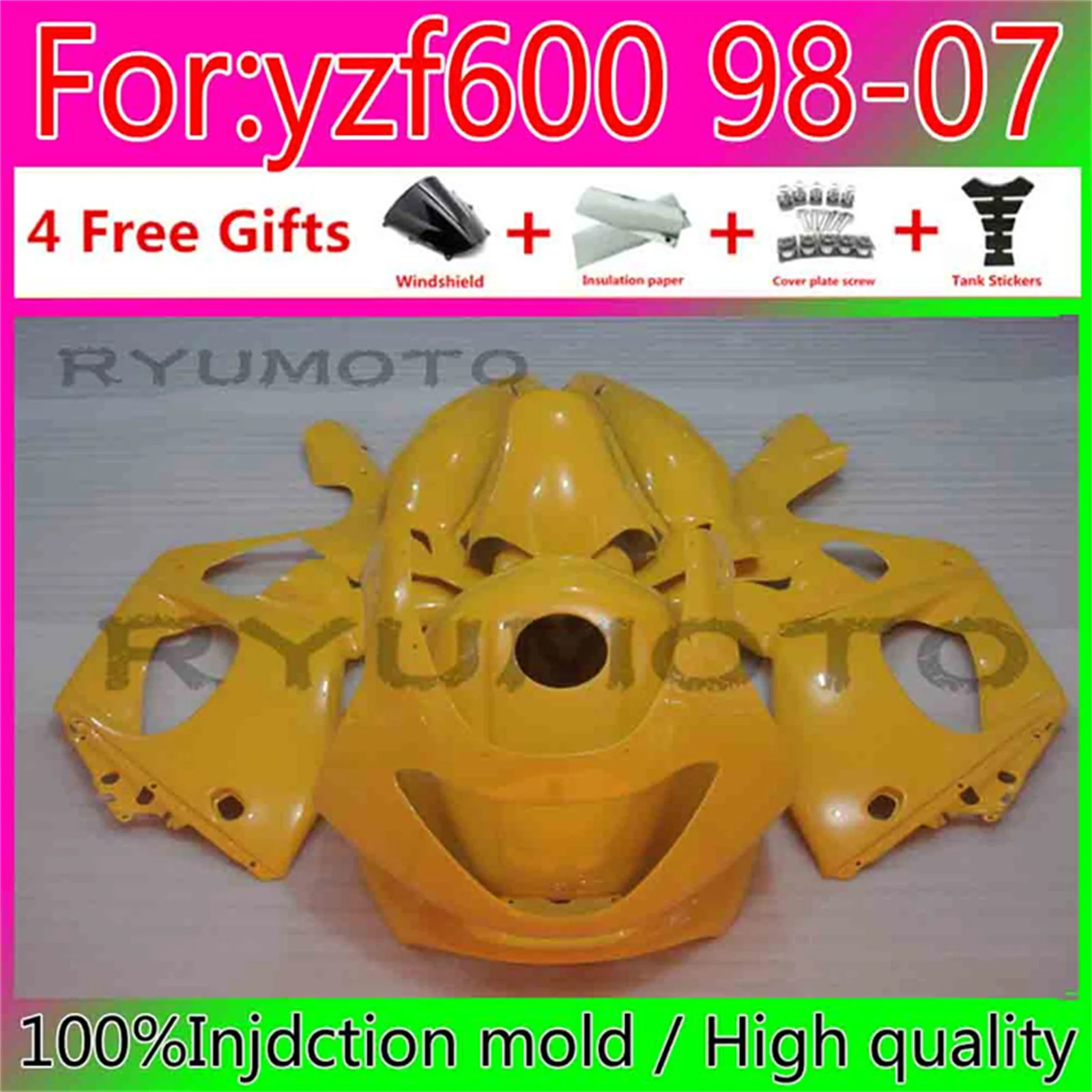 

Motorcycle Injection ABS Kit Fairings For Yamaha YZF 600 1997-2007 YZF600 97 98 99 00 01 02 03 04 05 06 07 Fairings yellow