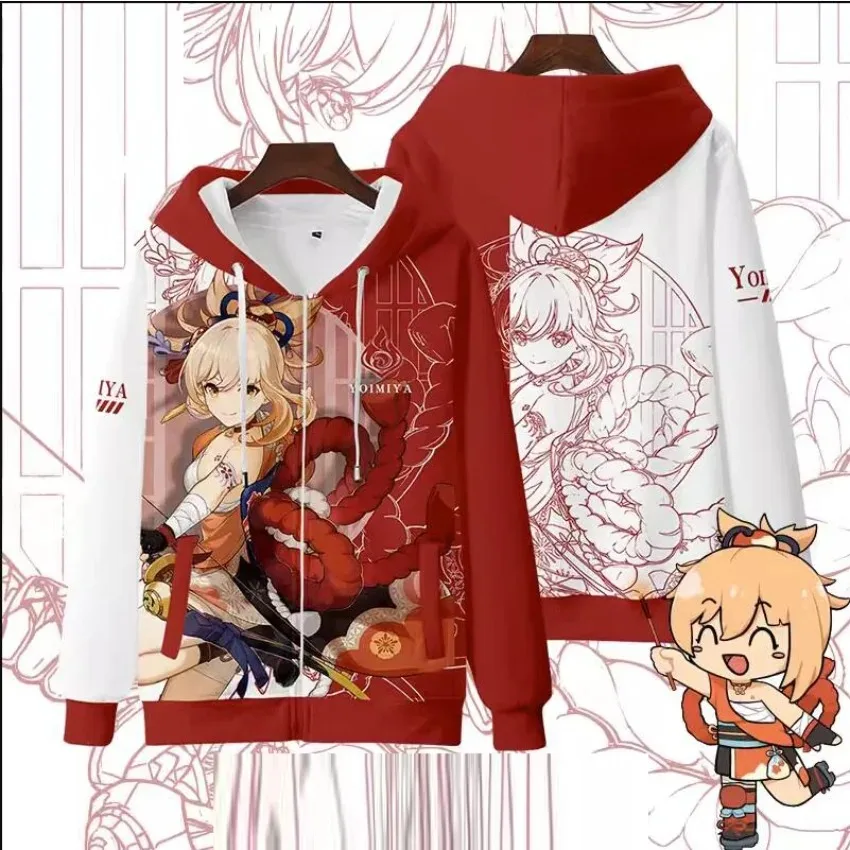 

Anime Game Genshin Impact 3D Print Zip Up Women/Men Hoodie Sweatshirt Naganohara Yoimiya Cosplay Zipper Hooded Jacket Outerwear