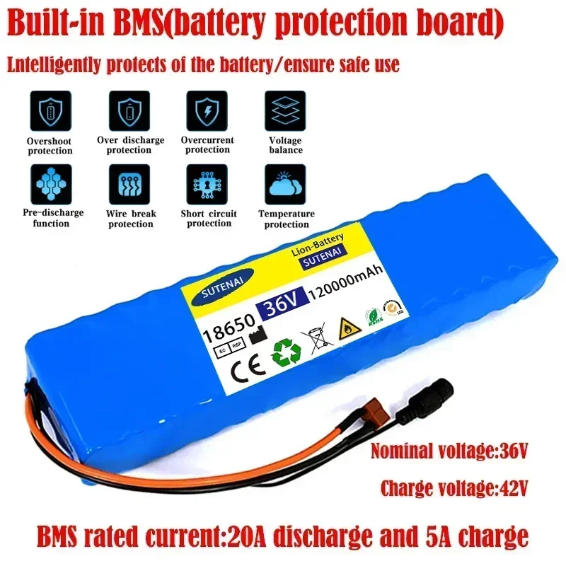 10S3P 36V 120Ah Battery ebike Battery Pack 18650 Li-ion Batteries 1000W For High Power Electric Scooter Motorcycle Scooter
10S3P 36V 120Ah Battery ebike Battery Pack 18650 Li-ion Batteries 1000W For High Power Electric Scooter Motorcycle Scooter