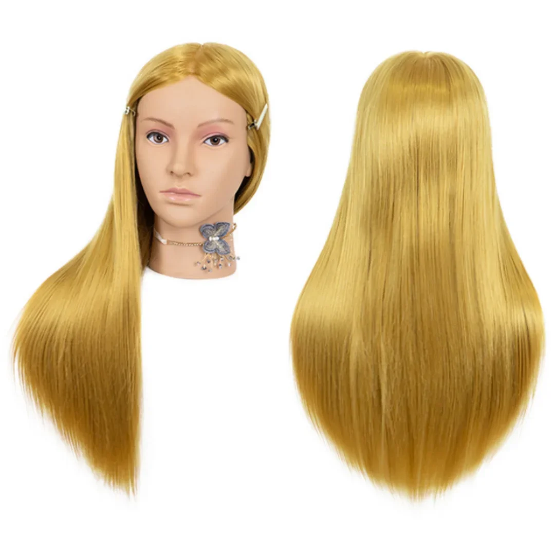 

100% High Temperature Fiber Blonde Hair Mannequin Head Training Head For Braid Hairdressing Manikin Doll Head With Clamp New