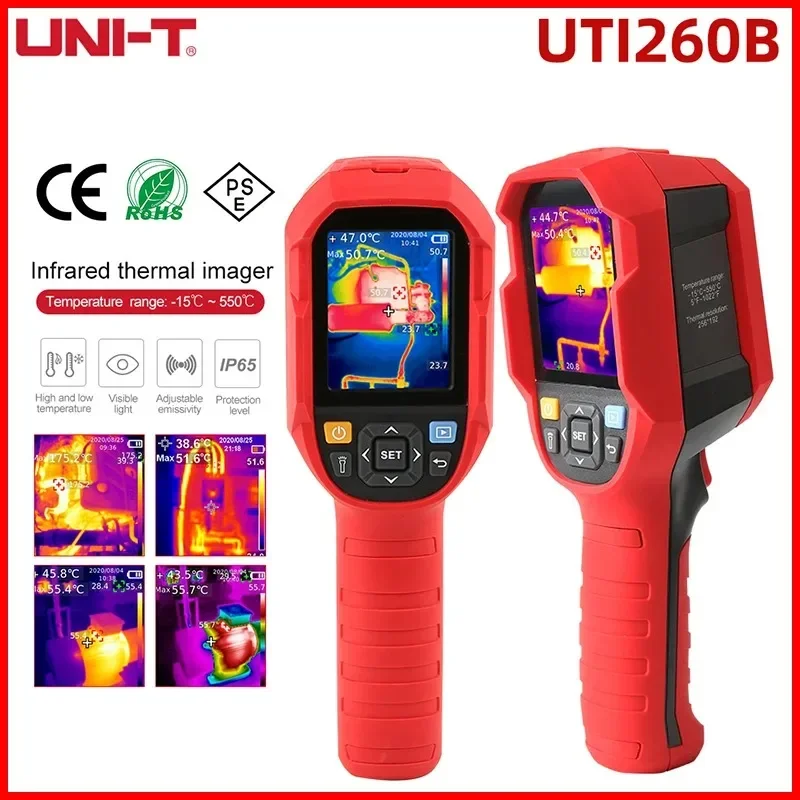 UNI-T UTI260B Thermal Imaging Camera Handheld Thermometer Digital Infrared Thermometer LED Water Supply Lights
UNI-T UTI260B Thermal Imaging Camera Handheld Thermometer Digital Infrared Thermometer LED Water Supply Lights