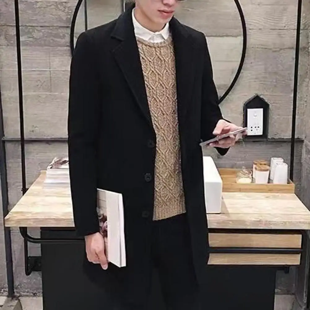 Men Formal Coat Stylish Men's Business Coats Single-breasted Anti-wrinkle Mid-length Cardigans in Solid Colors for Fall Winter
Men Formal Coat Stylish Men's Business Coats Single-breasted Anti-wrinkle Mid-length Cardigans in Solid Colors for Fall Winter