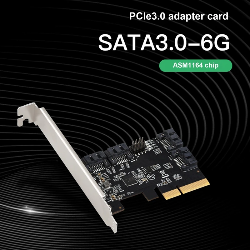 PCIE X4 To 4 Port SATA3.0 Expansion Card PCIE3.0 Adapter Card ASM1164 Chip Expansion Card PCIE To SATA Bootable SSD
PCIE X4 To 4 Port SATA3.0 Expansion Card PCIE3.0 Adapter Card ASM1164 Chip Expansion Card PCIE To SATA Bootable SSD