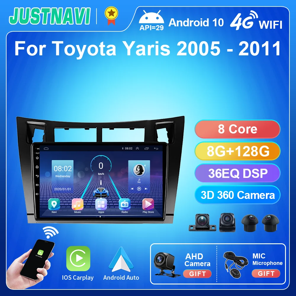 JUSTNAVI 8+128G Android Car Multimedia GPS Radio Stereo Player For Toyota Yaris 2005 2006 2007 2008 2009 2010 2011 Carplay RDS
JUSTNAVI 8+128G Android Car Multimedia GPS Radio Stereo Player For Toyota Yaris 2005 2006 2007 2008 2009 2010 2011 Carplay RDS