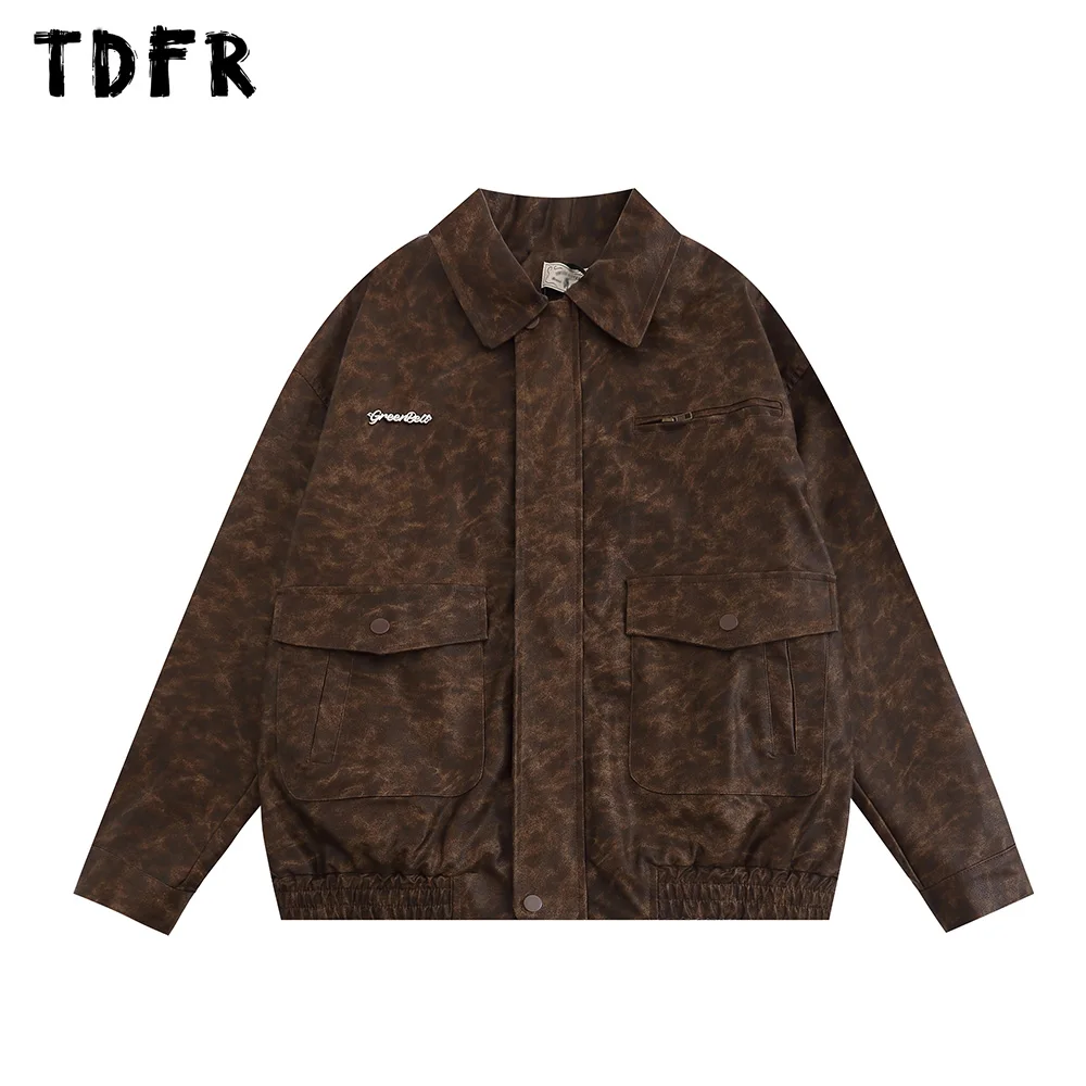 Pocket PU Leather Jacket Mens Retro Streetwear Autumn Winter Loose Casual Lapel Long Sleeve Jacket Men
Pocket PU Leather Jacket Mens Retro Streetwear Autumn Winter Loose Casual Lapel Long Sleeve Jacket Men