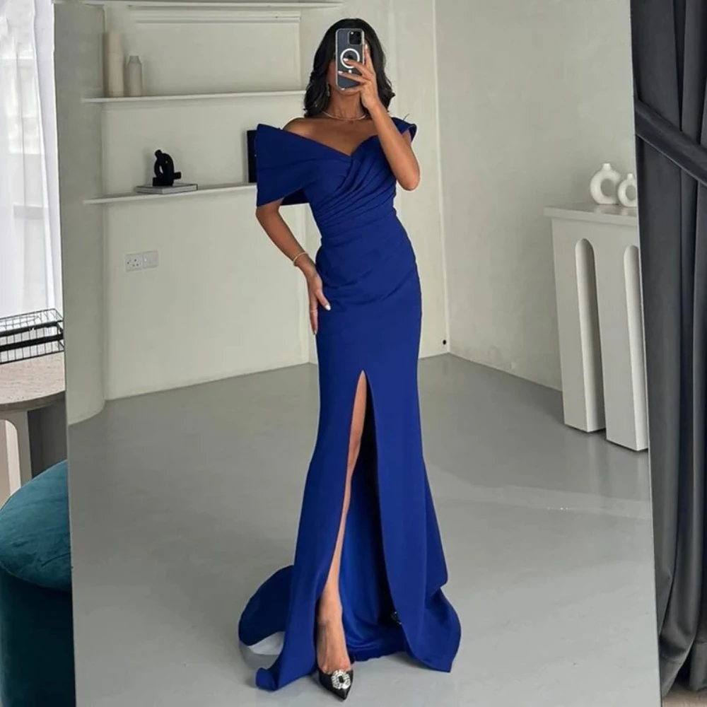 Simple Blue Satin Off Shoulder Evening Dress Mermaid Elegant Side Split Sheath Party Prom Dresses Formal Occassion Wear Gowns
Simple Blue Satin Off Shoulder Evening Dress Mermaid Elegant Side Split Sheath Party Prom Dresses Formal Occassion Wear Gowns