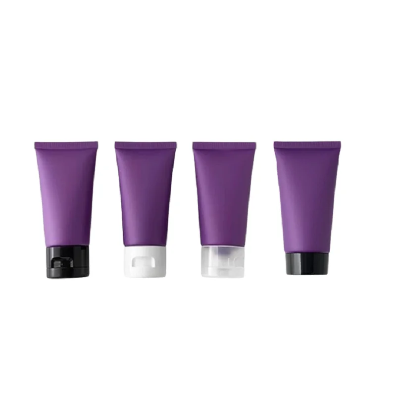 

30Pcs Refillable Bottle Plastic Empty PET Purple Frosted Tube 50G Packaging Cosmetic 50ML Portable Container Squeeze Bottles