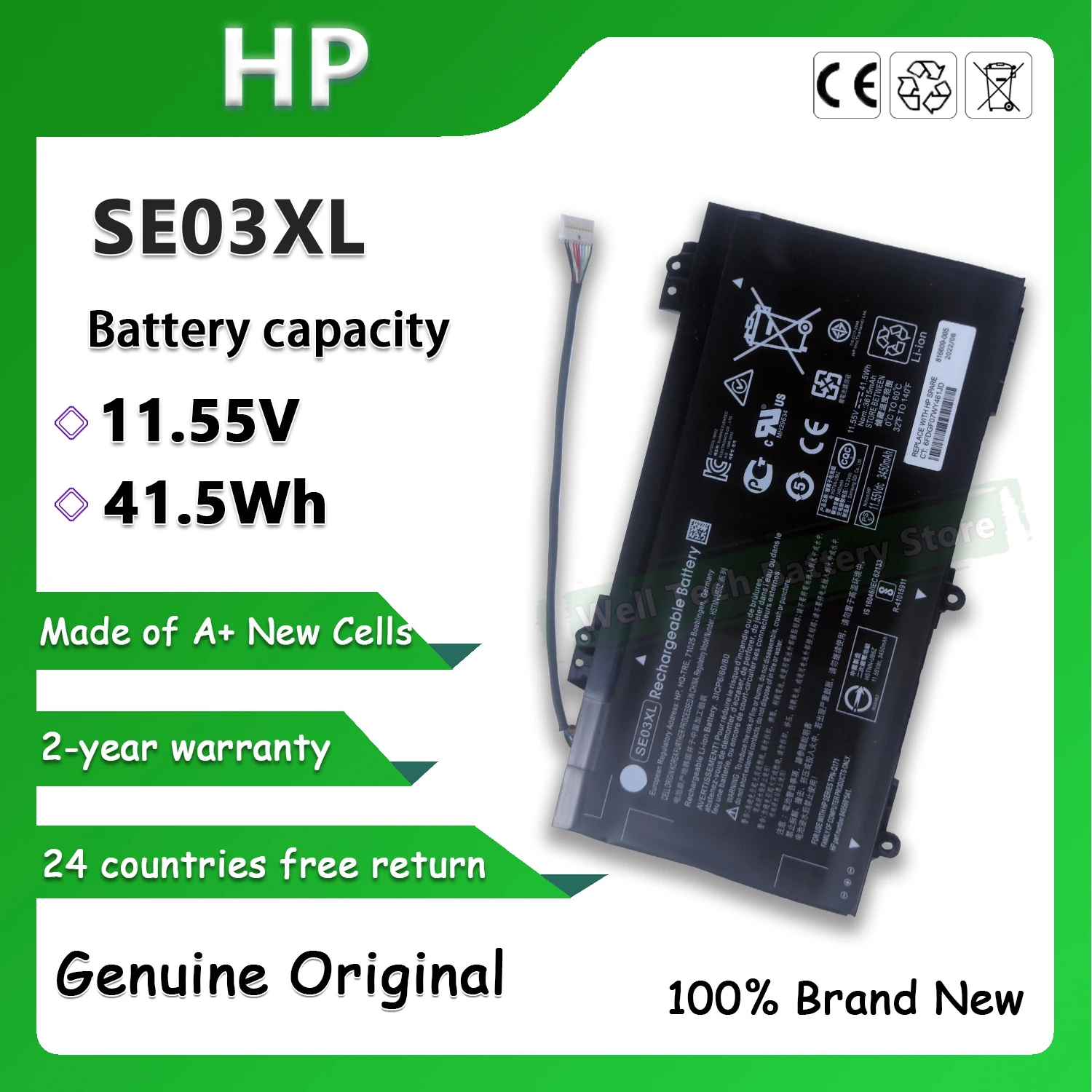 Original 11.55V 41.5Wh SE03XL Laptop Battery for HP Pavilion 14-AL000 Pavilion 14-AL001NG Pavilion 14-AL003NG Pavilion 14-AL100
Original 11.55V 41.5Wh SE03XL Laptop Battery for HP Pavilion 14-AL000 Pavilion 14-AL001NG Pavilion 14-AL003NG Pavilion 14-AL100