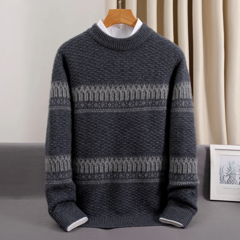 New Arrival Autumn and Winter Men's Round Neck Jacquard Thickened Knitwear High Grade 100% Cashmere Sweater Plus Size S-5XL 6XL
New Arrival Autumn and Winter Men's Round Neck Jacquard Thickened Knitwear High Grade 100% Cashmere Sweater Plus Size S-5XL 6XL