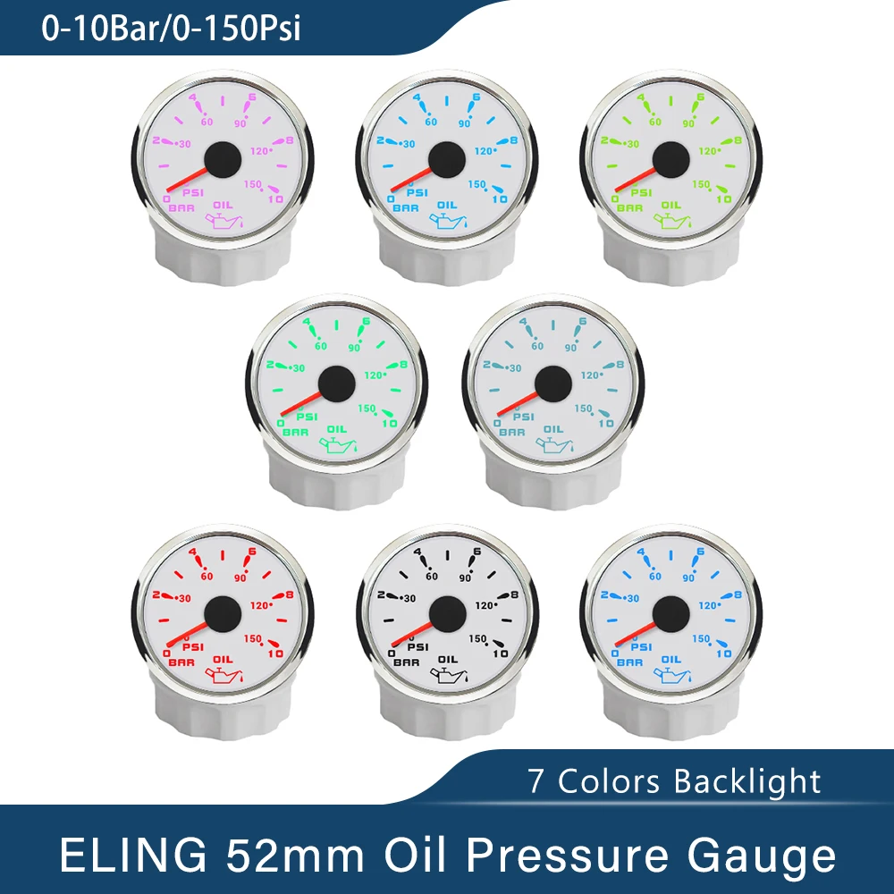 Boat Car Universal 52mm Engine Oil Pressure Gauge Meter 0-5Bar 0-10bar Signal with 7 Colors Backlight 9-32V
Boat Car Universal 52mm Engine Oil Pressure Gauge Meter 0-5Bar 0-10bar Signal with 7 Colors Backlight 9-32V