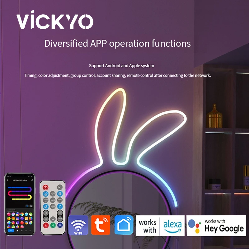 VICKYO LED Neon Lights Strip With Tuya APP WiFi RGBIC Waterproof Neon Lamps Night Lights For Game Room Living Room Decoration
VICKYO LED Neon Lights Strip With Tuya APP WiFi RGBIC Waterproof Neon Lamps Night Lights For Game Room Living Room Decoration