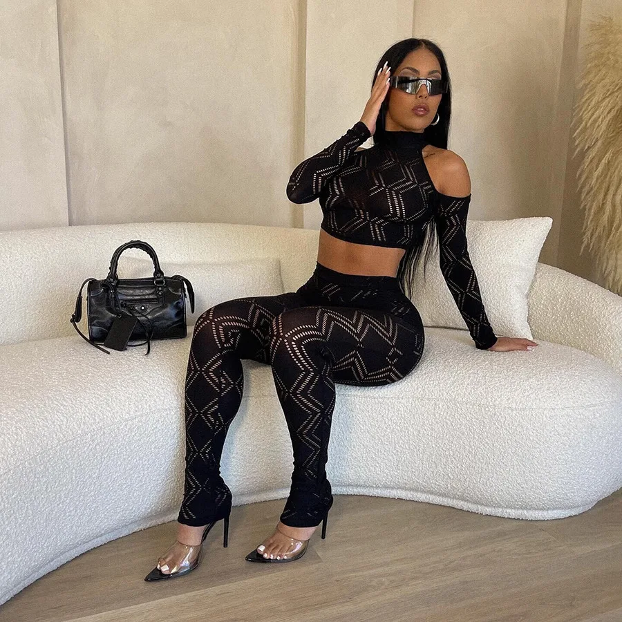 Echoine Geometric Hollow Out Two Piece Set Women Turtleneck Droped Shoulder Long Sleeve Crop Top Pencil Pants Fitness Sport Suit
Echoine Geometric Hollow Out Two Piece Set Women Turtleneck Droped Shoulder Long Sleeve Crop Top Pencil Pants Fitness Sport Suit