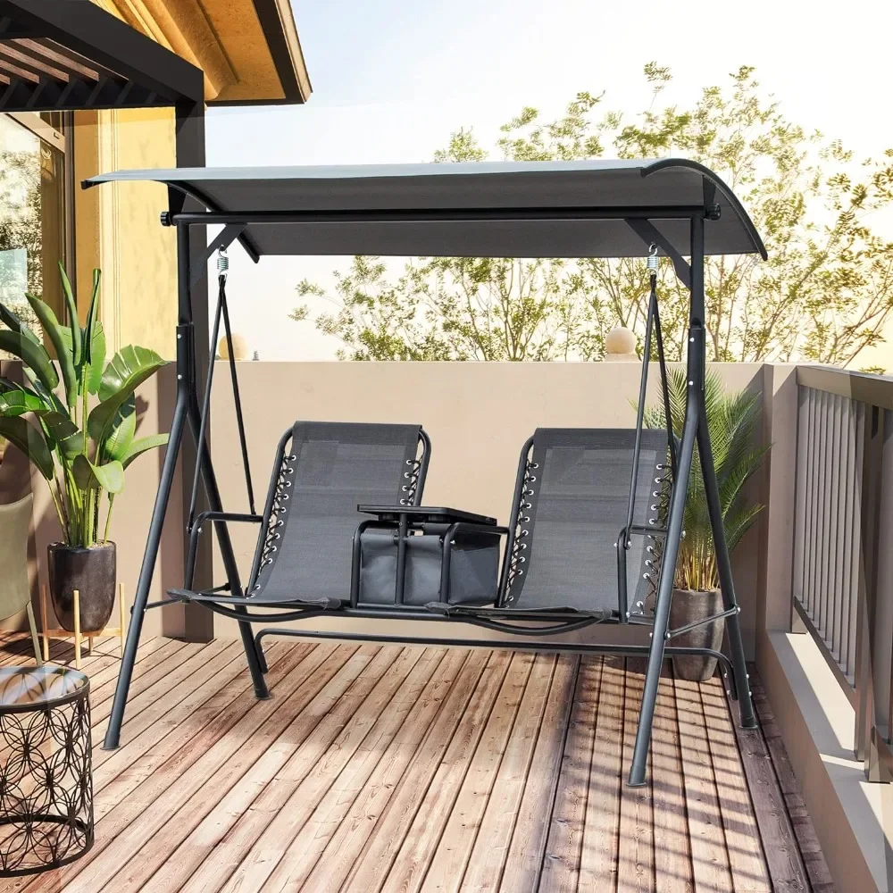 Outdoor Swing Chair, Adjustable Shade, Seat Suspension and Weather Resistant Steel, 2Seat Patio Swing Chair
Outdoor Swing Chair, Adjustable Shade, Seat Suspension and Weather Resistant Steel, 2Seat Patio Swing Chair