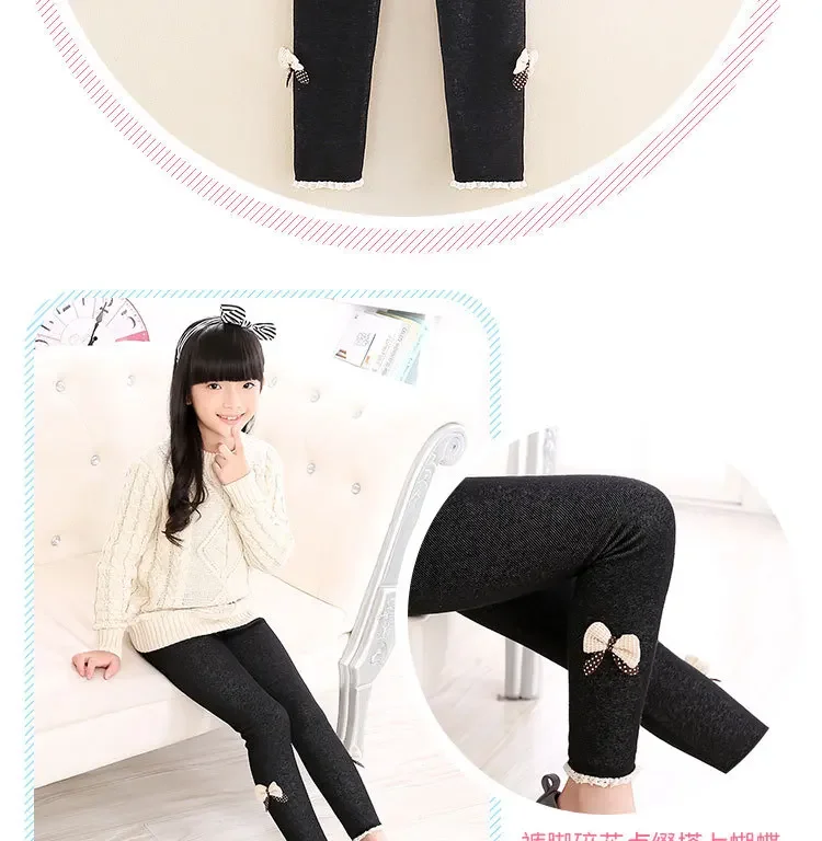 جينز بناتي مبطن بالصوف مع فيونكة - سروال قطني دافئ لمدة 2-8 سنوات، سروال شتوي ناعم للفتيات الصغيرات جينز بناتي جينز بناتي مبطن بالصوف مع فيونكة - سروال قطني دافئ لمدة 2-8 سنوات، سروال شتوي ناعم للفتيات الصغيرات جينز بناتي