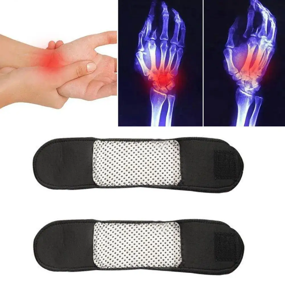 

2pc Tourmaline Self-Heating Wrist Brace Band Support Far Infrared Magnetic Therapy Pads Braces Arthritis Pain Relief Health Care