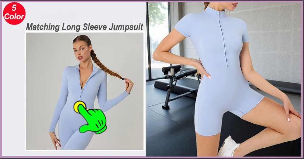 Zipper Dance Gym Jumpsuit Short Sleeve Playsuit Women Romper Sexy Yoga Fitness Overalls One Piece Sports Suit Workout Clothes 29 S2e828cff331240868f8426ff8fd7873aH