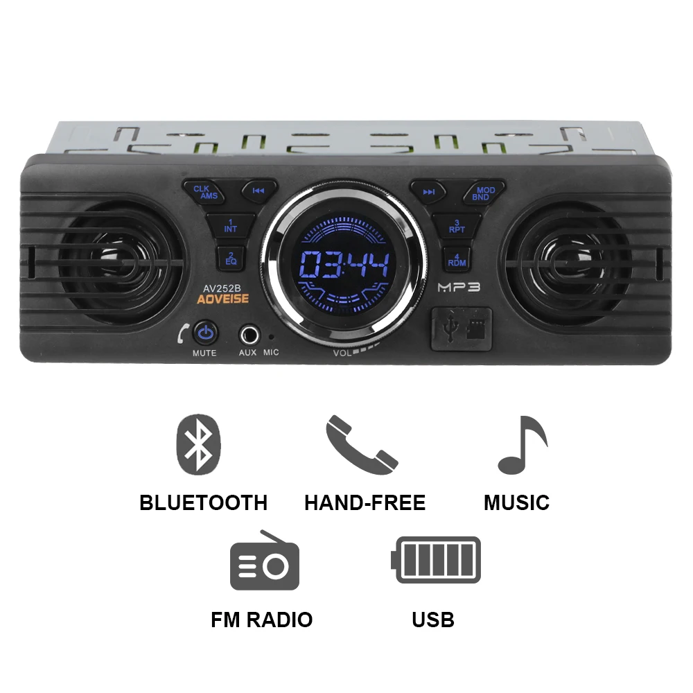 

1 Din FM Audio Car Radio Phone Charging Auto-radio MP3 Player Built-in 2 Speakers USB TF Card AUX Input Bluetooth Hands-free