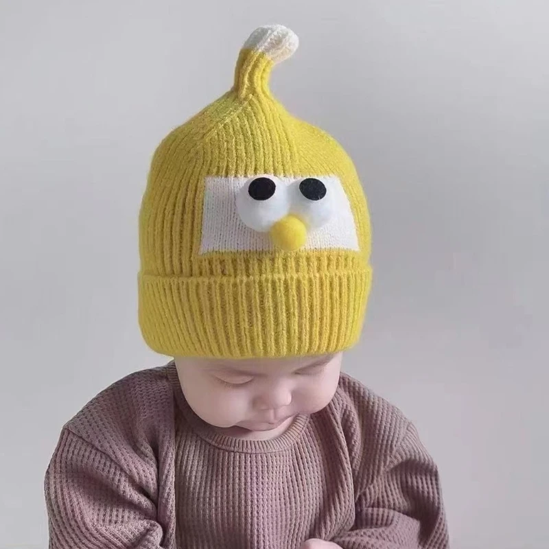 

Stylish Baby Pointed Hat with Adorable Big Eyes, Solid Color Benaie Cap Cosy and Fashionable Knit Hat for 6M to 3 Years