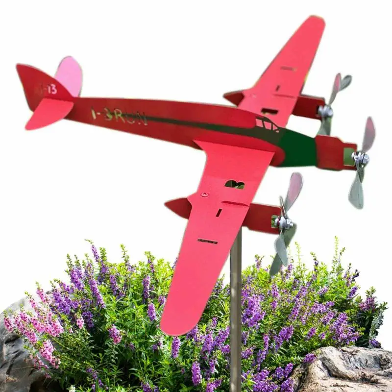 

Garden Airplane Wind Spinner Aircraft Windmill Decorative Aircraft Weather Vane Plug Decor Wind Spinners Roof Plug-in