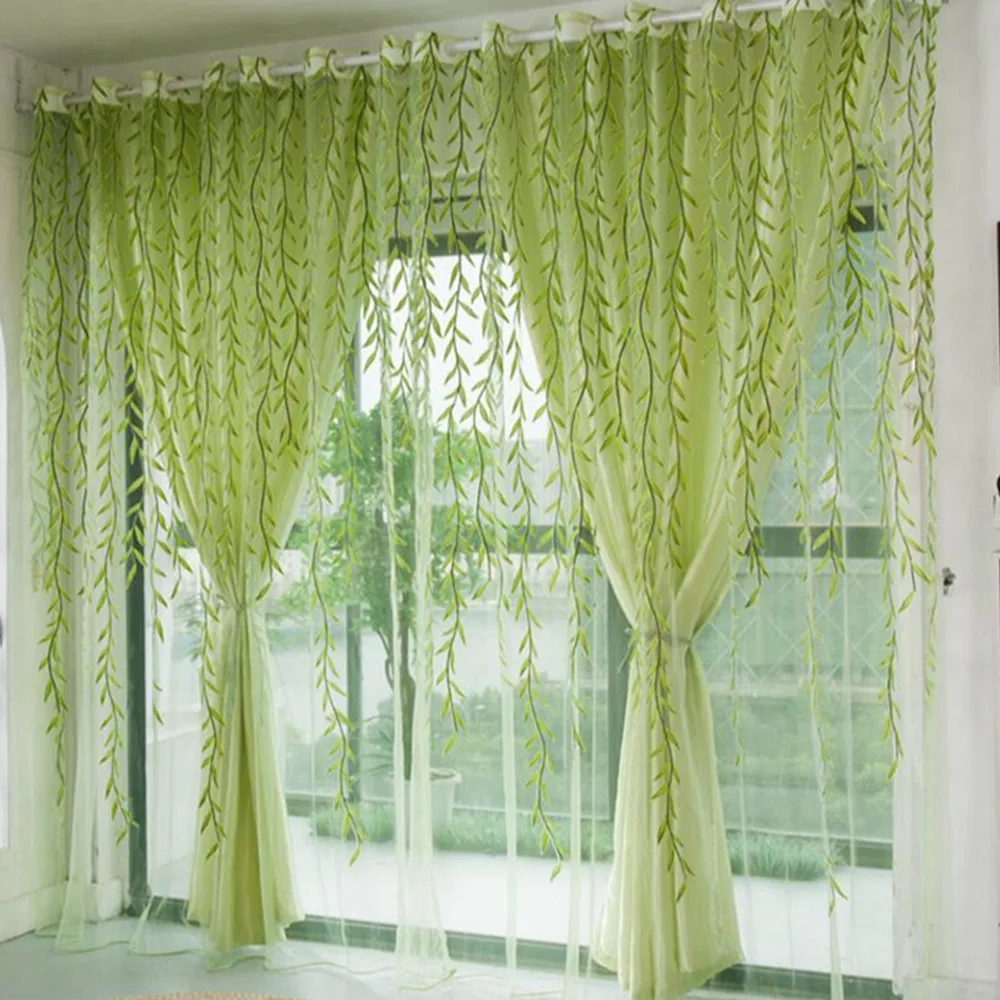 Luxury Willow leaf Embroided Tulle Curtains double layers For Living Room Window Home Bedroom Pure Color Voile Drapes Valances
Luxury Willow leaf Embroided Tulle Curtains double layers For Living Room Window Home Bedroom Pure Color Voile Drapes Valances