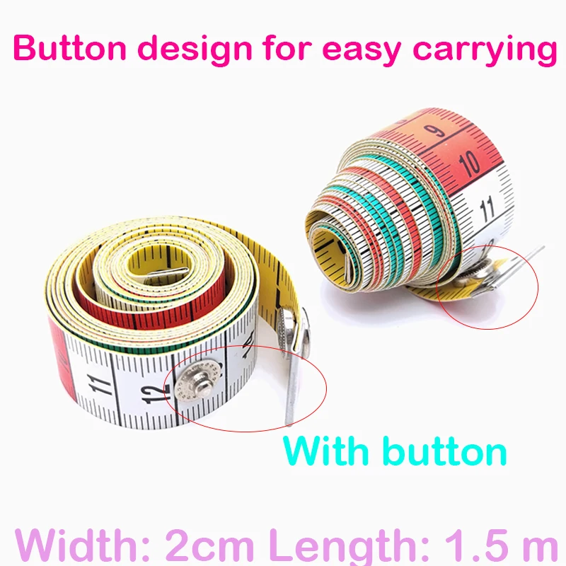 150cm Doubleside Inches/cm Soft Tailor's Tape with Snap Fasteners Body Three-dimension Measuring Ruler Needlework Sewing Tool
150cm Doubleside Inches/cm Soft Tailor's Tape with Snap Fasteners Body Three-dimension Measuring Ruler Needlework Sewing Tool
