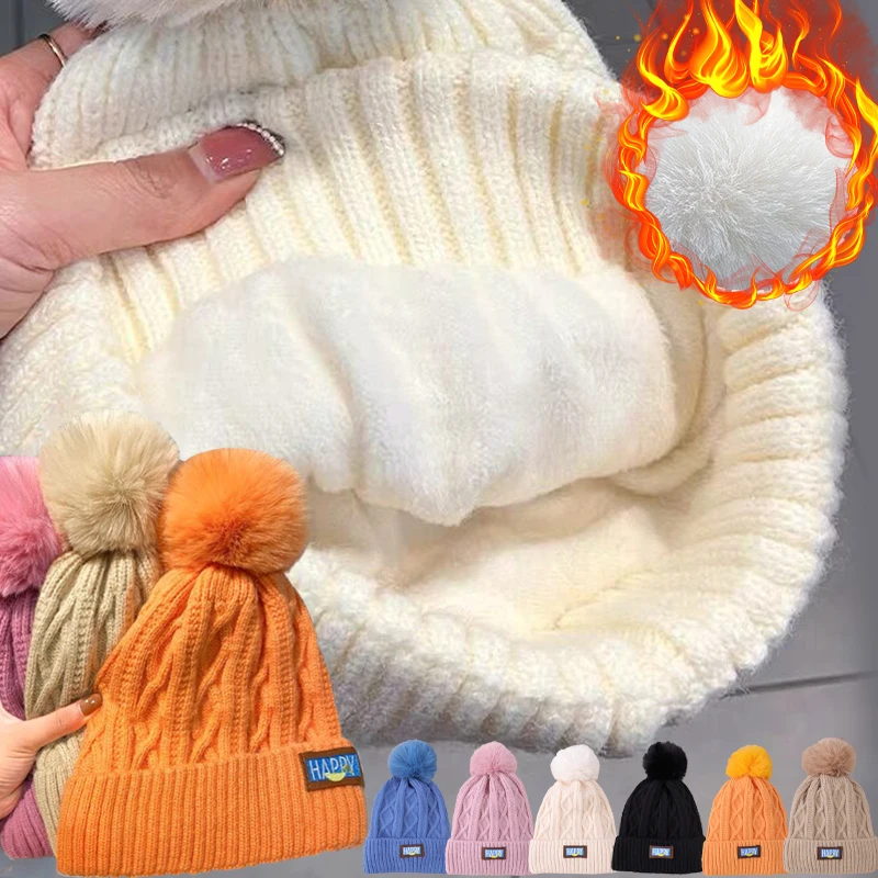Women's Knitted Fur Pom Ball Hats Winter Warm Plush Thermal Thicken Casual Beanies Caps Outdoor Windproof Skullies Bonnet Cap
Women's Knitted Fur Pom Ball Hats Winter Warm Plush Thermal Thicken Casual Beanies Caps Outdoor Windproof Skullies Bonnet Cap