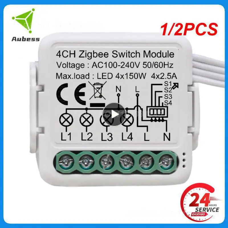 

1/2PCS Tuya Smart 3.0 Switch Module 10A Smart Home Breaker 1 2 3 4 Gang Supports 2 Way Control Works with Alexa