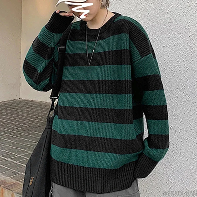 Autumn Green Striped Knitted Sweater Women Winter Pullovers Casual Oversized Sweaters Loose Harajuku Couple Sueter De Mujer
Autumn Green Striped Knitted Sweater Women Winter Pullovers Casual Oversized Sweaters Loose Harajuku Couple Sueter De Mujer