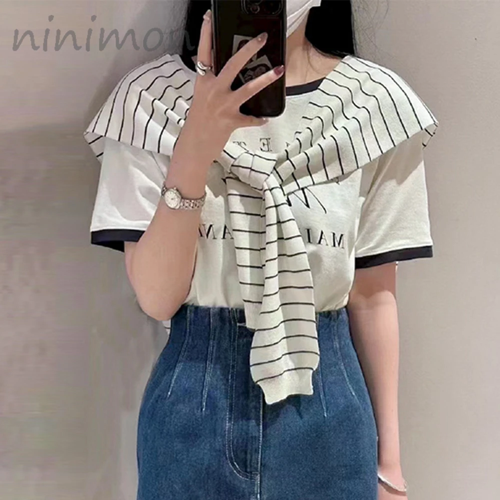 NINIMON Letter Print T-shirt Women 2023 New Summer Casual Vintage Tee O Neck Short Sleeve Cape Two-Piece Set High Street Shirts
NINIMON Letter Print T-shirt Women 2023 New Summer Casual Vintage Tee O Neck Short Sleeve Cape Two-Piece Set High Street Shirts