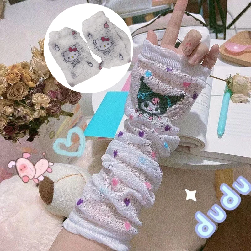 Kawaii Kulomi солнцезащитный рукав летний бег Защита от УФ V Hello Kitty Мелодия ледяной для