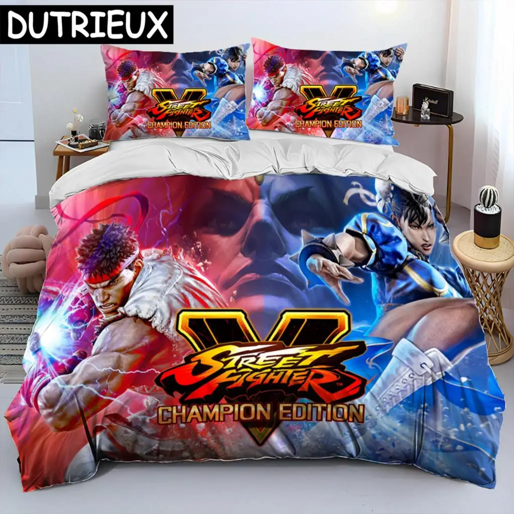 

Street Fighter Retro Game Gamer Comforter Bedding Set,Duvet Cover Bed Set Quilt Cover Pillowcase,king Queen Size Bedding Set Kid