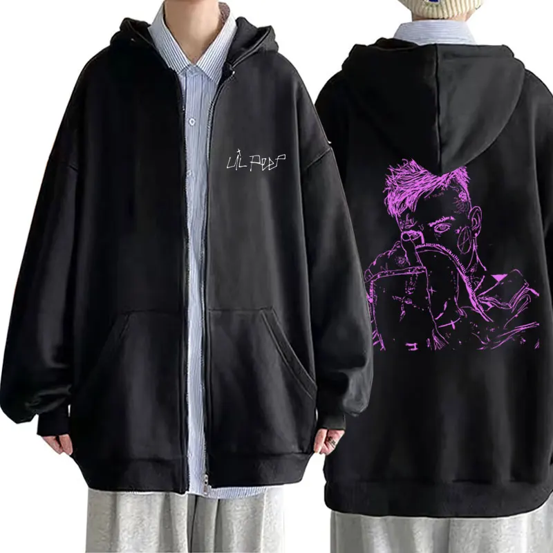 

Rapper Lil Peep Lineart Custom Graphic Zipper Hoodie Male Casual Zipper Sweatshirt Men Women Hip Hop Rap Oversized Zip Up Jacket