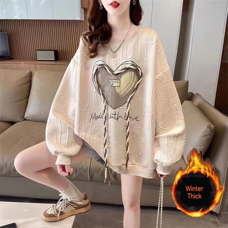 Winter Fleece Thickened Hoodie Women Autumn Oversized Tops Korean Fashion Luxury Designer Long Sleeve Pullover Women Clothes
Winter Fleece Thickened Hoodie Women Autumn Oversized Tops Korean Fashion Luxury Designer Long Sleeve Pullover Women Clothes