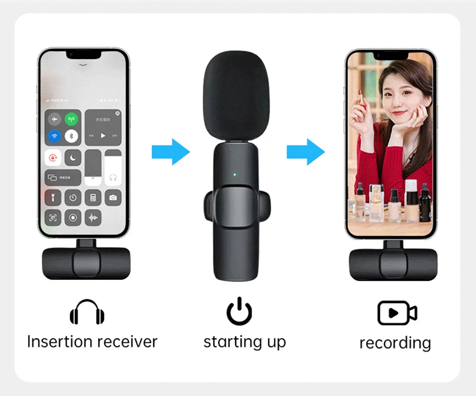 Generic Wireless Microphone Portable Mini Lapel Microphones Set Plug