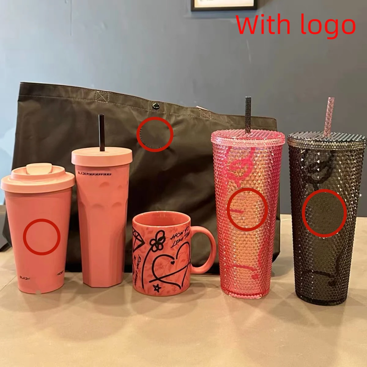 

Korean Pink Water Cup Kpop Jenny the Same High Level Branded Coffee Cup Luxury Thermos Straw Cup Accompanying Cup